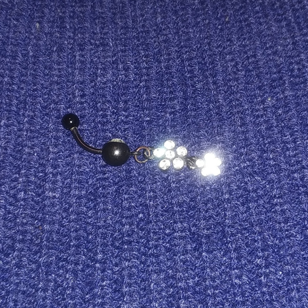 Black Rubber Dangle Belly Button Ring - image 3